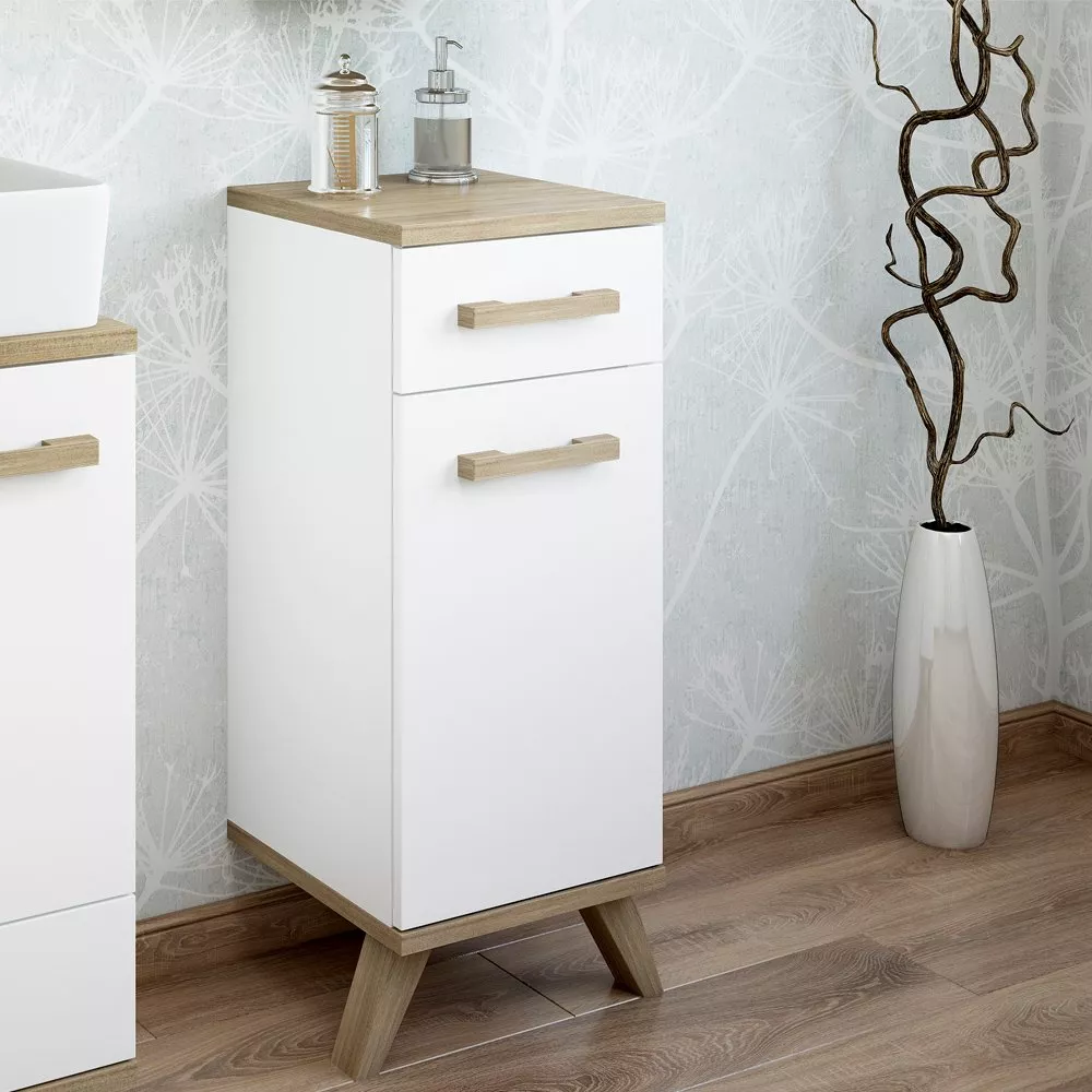 Тумба для ванной Sanflor Ингрид 30 белая - светлое дерево