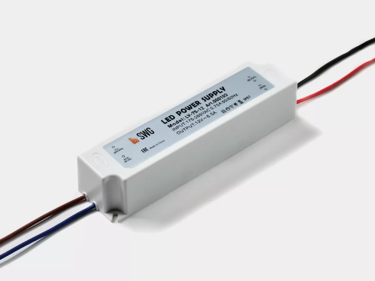 

Блок питания SWG Standard 75Вт DC12В 6.5А IP67 00000000103