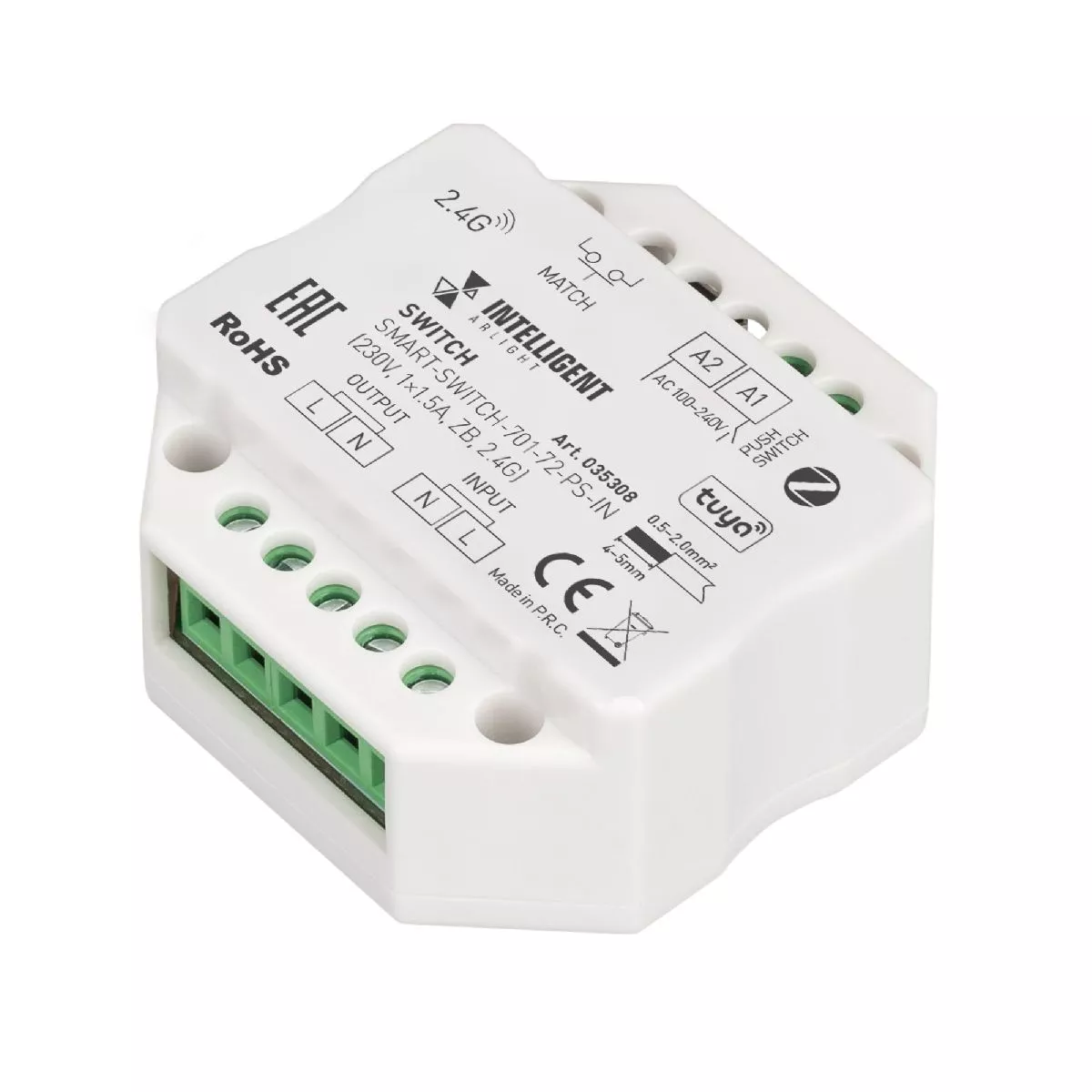 

Релейный модуль Arlight SMART-SWITCH-701-72-PS-IN (230V, 1x1.5A, ZB, 2.4G) 035308
