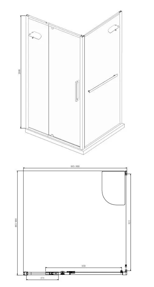 

Душевой уголок Bravat Line BS090.2116A 90х90х200