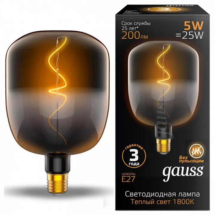 

Лампа светодиодная филаментная Gauss E27 5W 1800K черная 1008802105
