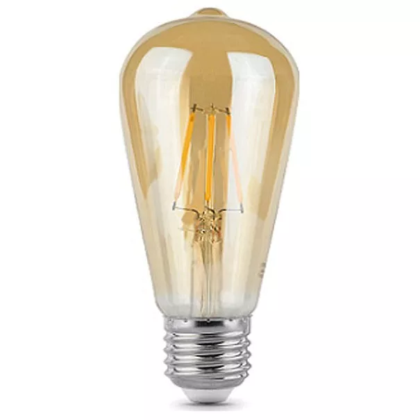 Лампа Gauss Filament ST64 6W 620lm 2400К Е27 golden диммируемая LED 1/10/40 102802006-D