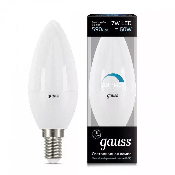 

Лампа светодиодная Gauss 1031 E14 7Вт 4100K 103101207-D