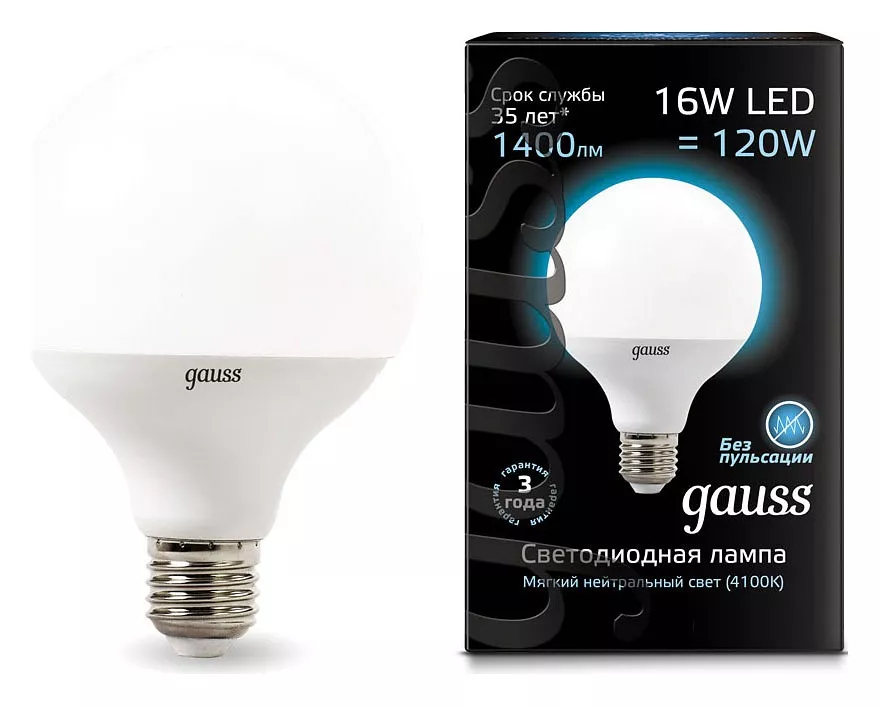 

Лампа светодиодная Gauss E27 16W 4100K матовая 105102216