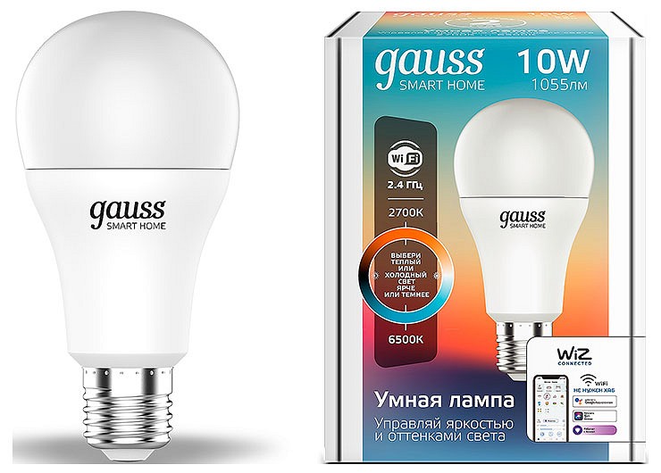 Лампа светодиодная диммируемая Gauss Smart Home E27 10W 2700-6500K матовая 1080112 - фото 1