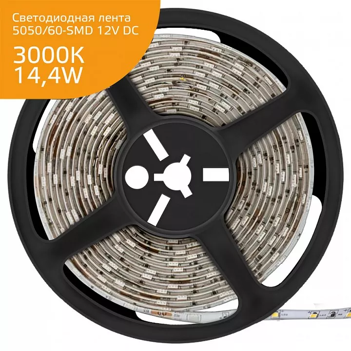 

Светодиодная лента Gauss 14,4W/m 60LED/m 5050SMD теплый белый 5M 355000114