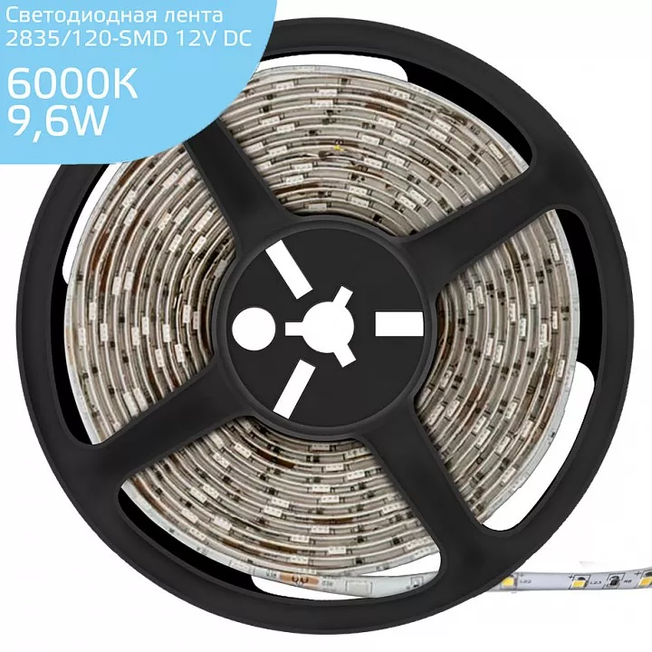 

Светодиодная лента Gauss 9,6W/m 120LED/m 2835SMD холодный белый 5M 355000310
