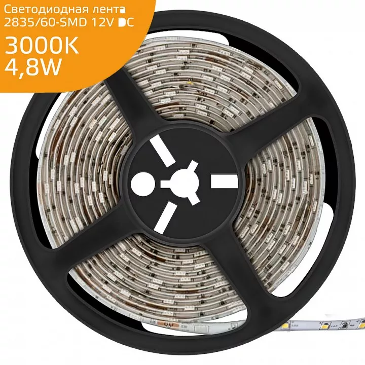 

Светодиодная влагозащищенная лента Gauss 4,8W/m 60LED/m 2835SMD теплый белый 5M 356000105