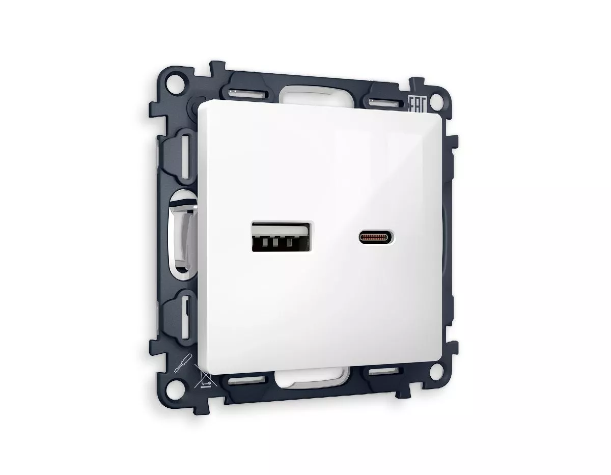 

Комплект механизма розетки 2USB A+C 20W (быстрая зарядка) Ambrella Volt Alfa MA111010