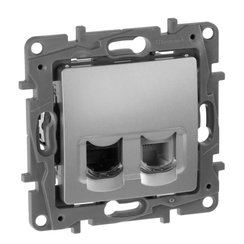 

Розетка комбинированная RJ11+RJ45 Legrand Etika 5 кат UTP алюминий 672452