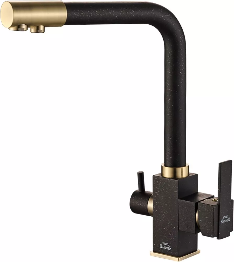 

Смеситель для кухни Steel Hammer SH 805 BLACK BR с подключением к фильтру черный, бронза, гранит