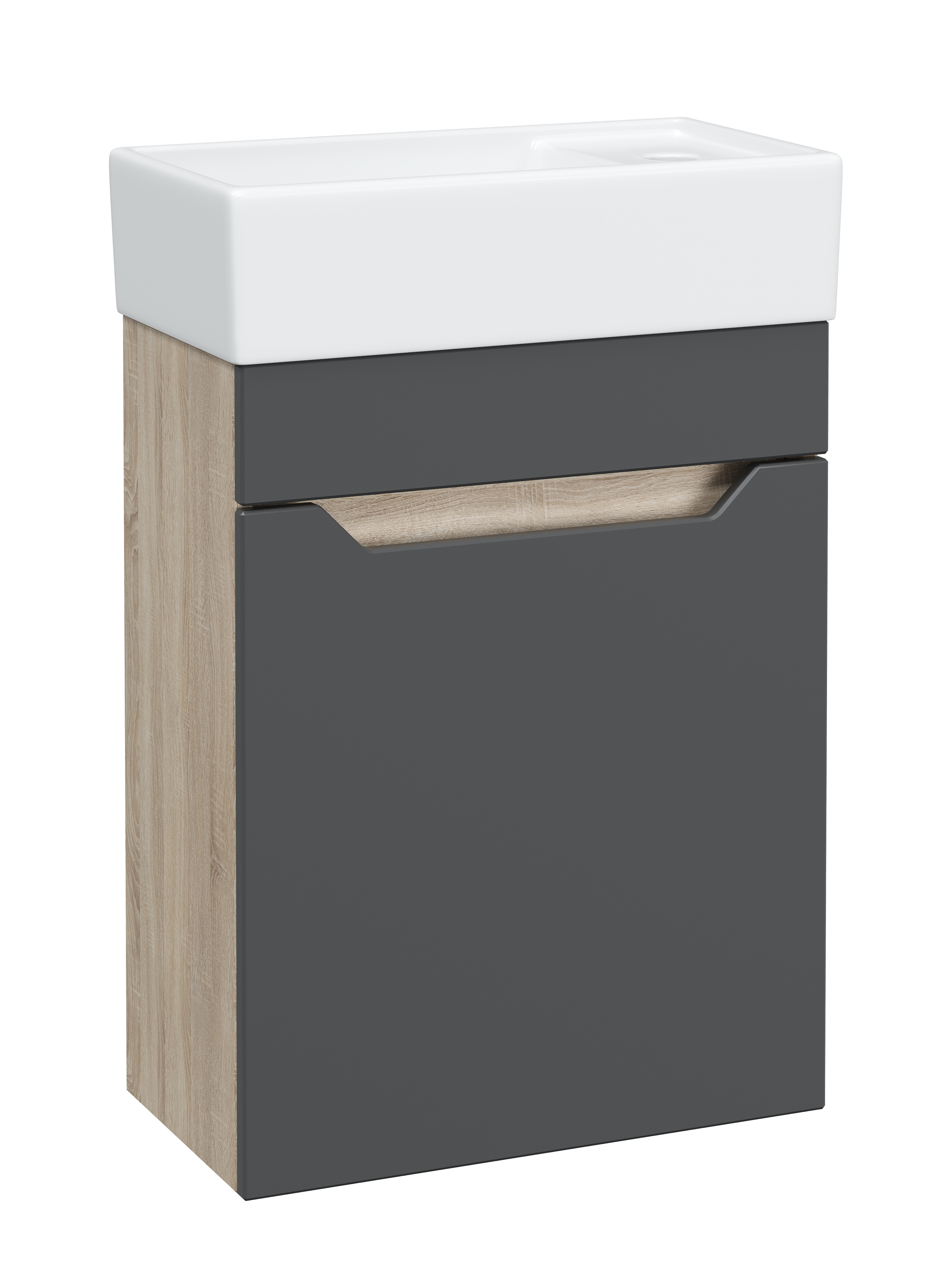 

Тумба с раковиной DIWO Архангельск 40 подвесная, антрацит, дуб сонома