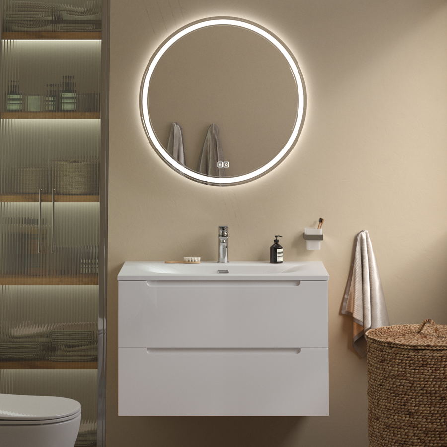 

Мебель для ванной комнаты BelBagno Etna 80 bianco lucido, раковина BB-8099-80