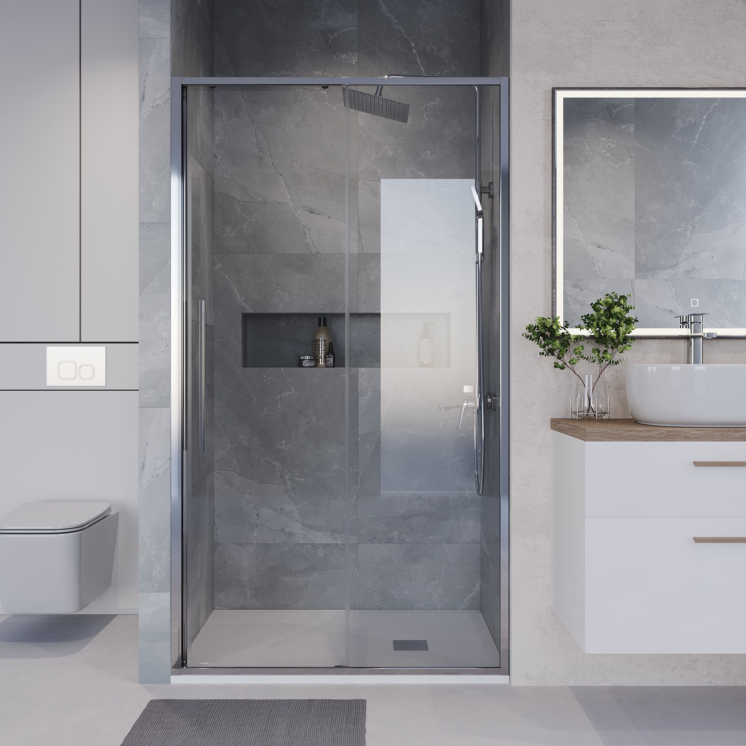 

Душевая дверь в нишу Niagara Nova NG-64-13A 130 см, профиль глянцевый хром, стекло прозрачное