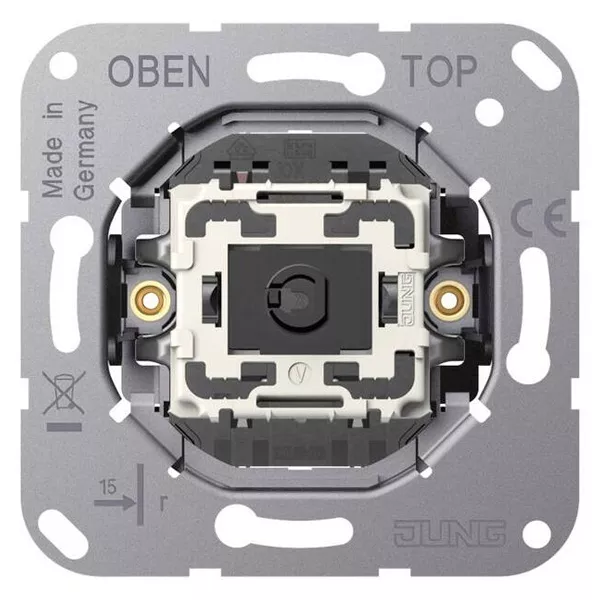 

Механизм серии LS1912 одноклавишный, проходной, крепление винтами, без монтажных лапок Jung K506EU