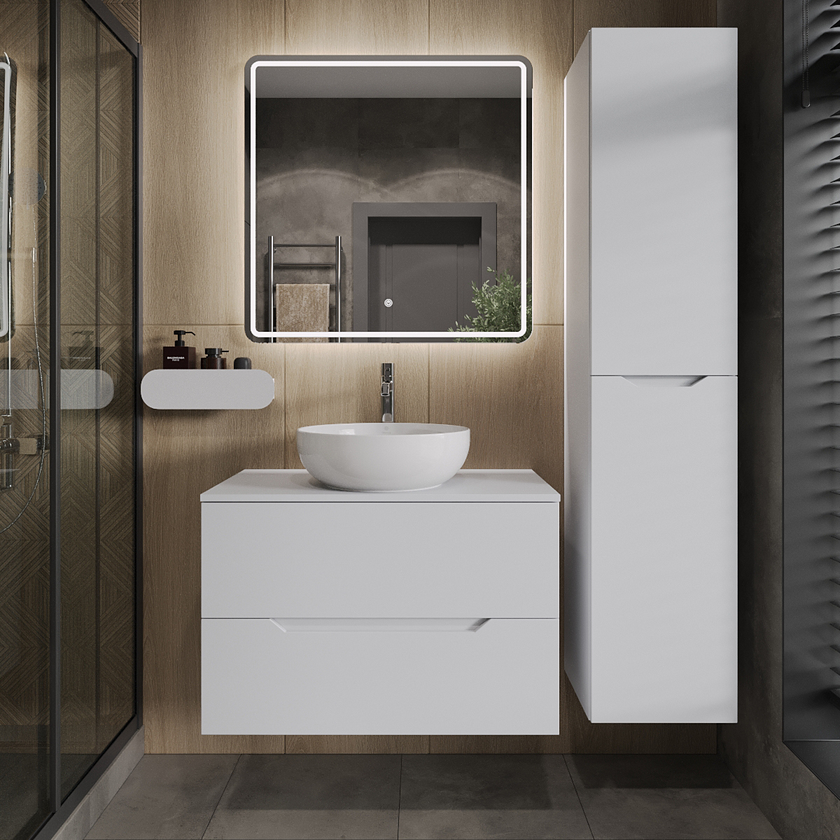 Мебель для ванной комнаты Orange Line 80 подвесная 2 ящика матовая белая с раковиной B07-420W 49690₽