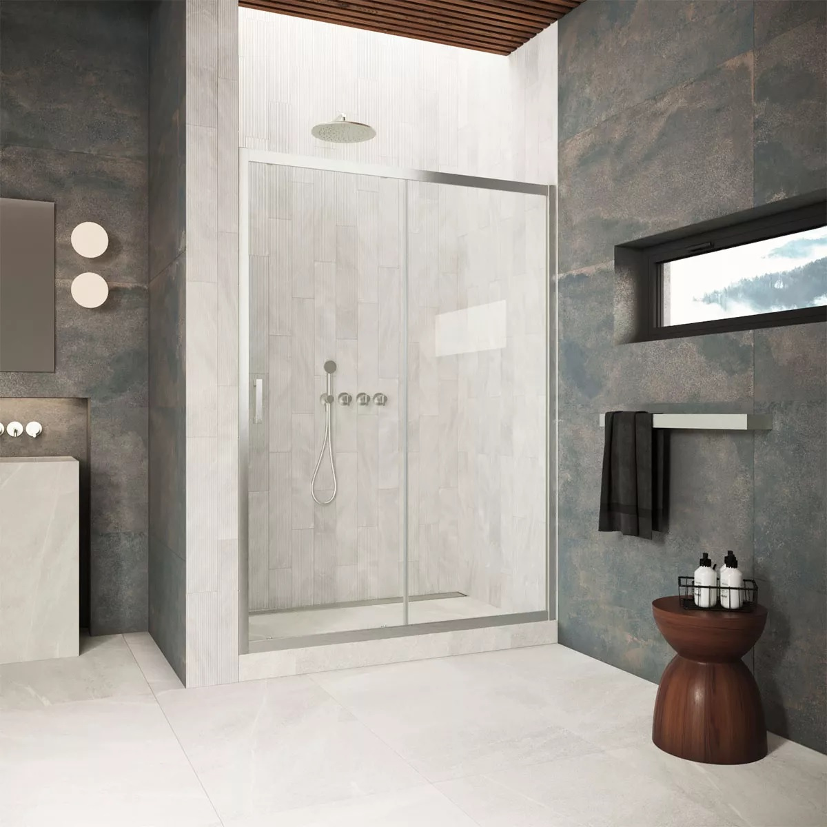 

Душевая дверь в нишу Vegas Glass ZP Protec 120 04 01 профиль никель, стекло прозрачное