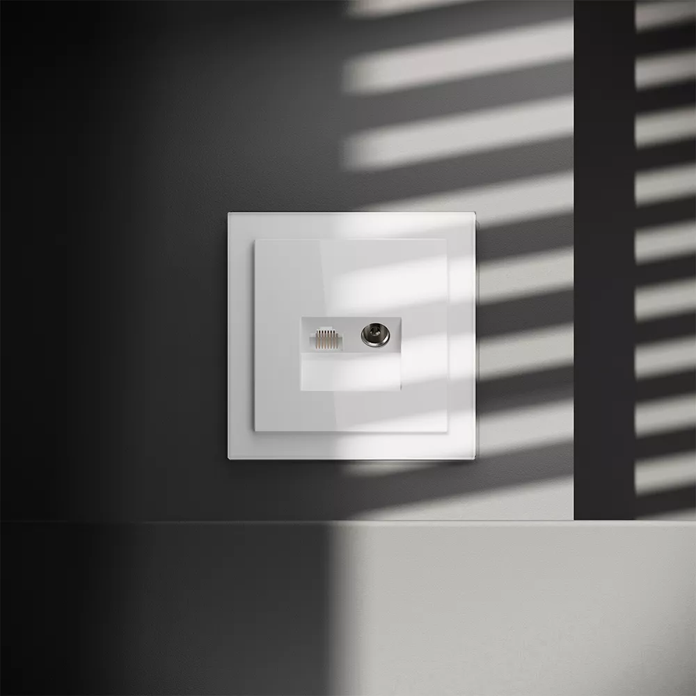 

Розетка телевизионная встраиваемая Voltum S70 TV+RJ45 кат. 6, (белый глянцевый) VLS060701