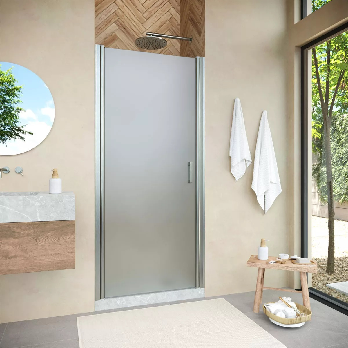 

Душевая дверь в нишу Vegas Glass EP Novo 90 04 10 профиль никель, стекло сатин