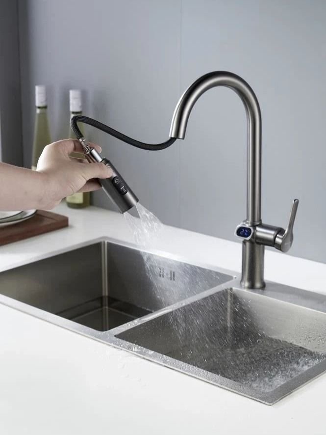 

Cмеситель для кухни с индикатором температуры Кnotlor KN-100/GM, вороненая сталь