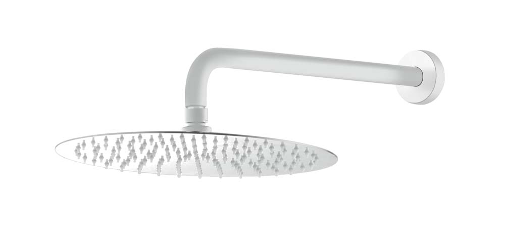 Верхний душ с кронштейном UNO Matt White 30cm латунь