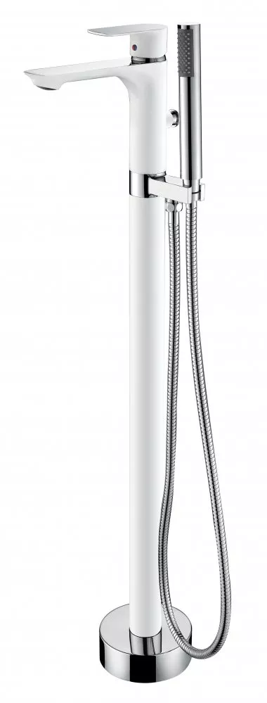 Напольный смеситель для ванны и душа Abber Weiss Insel AF8015W хром белый 31400₽