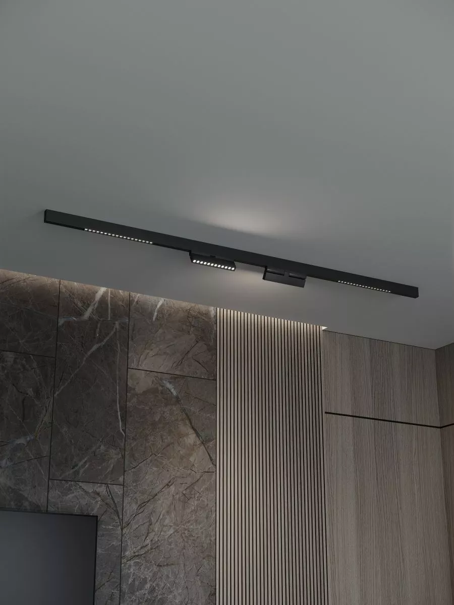 

Трековая система со светильниками №7 трехфазная накладная Eldeko (48В, форма - прямая, 2м, 4000K) черная Hesby Lighting HSBL_kompl_E007_NI2B4K