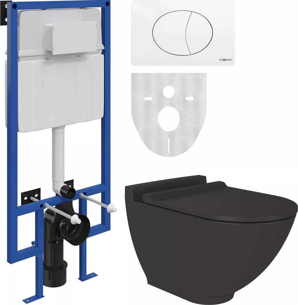 

Комплект Унитаз подвесной STWORKI Rotenburg SWH52 безободковый + Система инсталляции для унитазов STWORKI 510163 + кнопка смыва