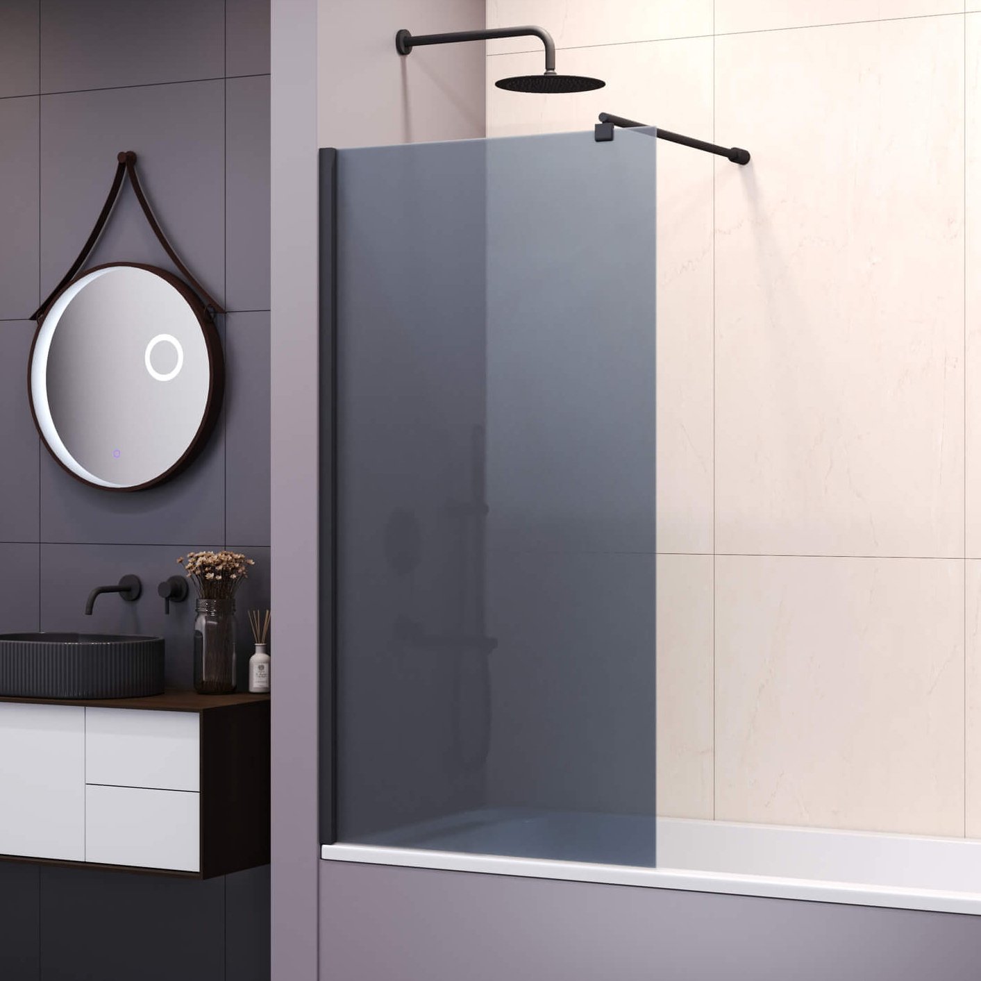 

Шторка на ванну RGW SC-051 90 см, профиль черный, стекло серое