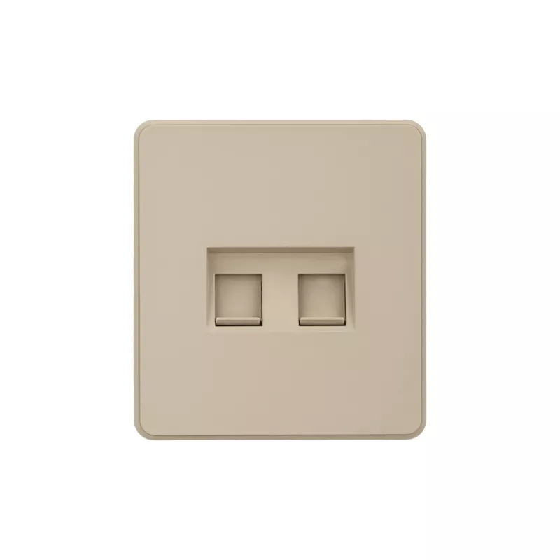 Розетка ROUND компьютерная двойная RJ45+RJ45 кат6 с/у шелк KRANZ KR-78-0725-7