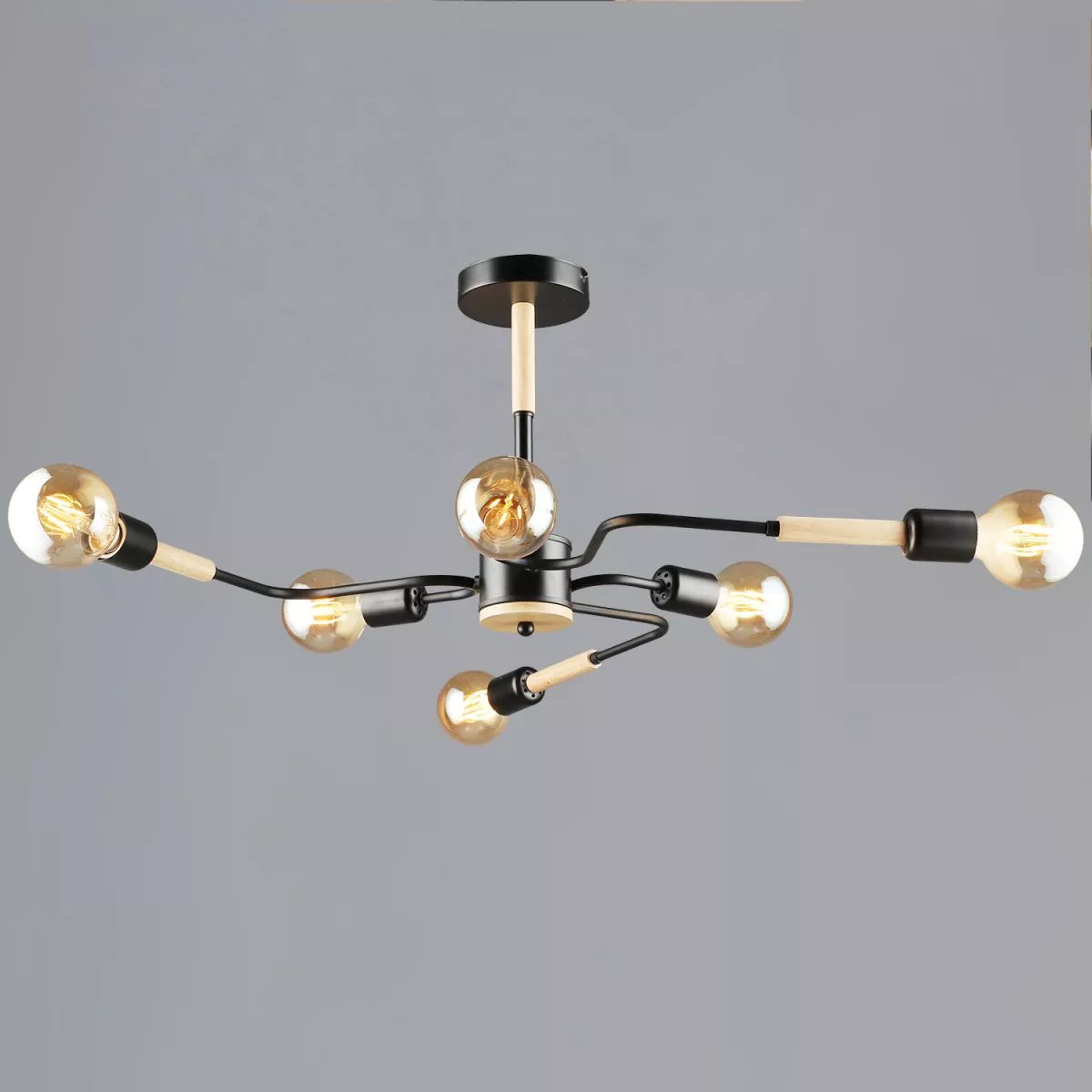 

Люстра на штанге Reluce 10070-0.3-06 BK+WOOD