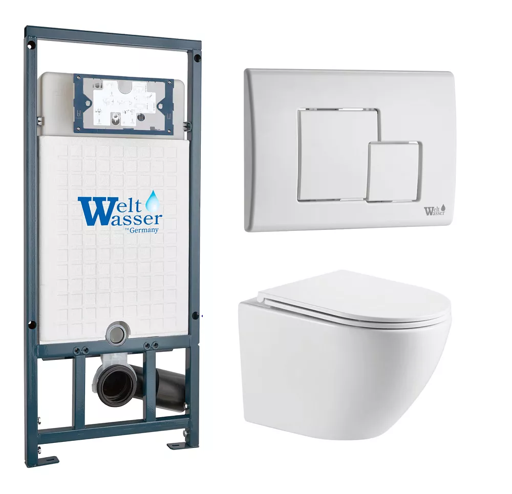 

Комплект унитаза WeltWasser Merzbach 043 с инсталляцией MARBERG 507 белый, с сиденьем микролифт и клавишей смыва MAR 507 SE GL-WT белый