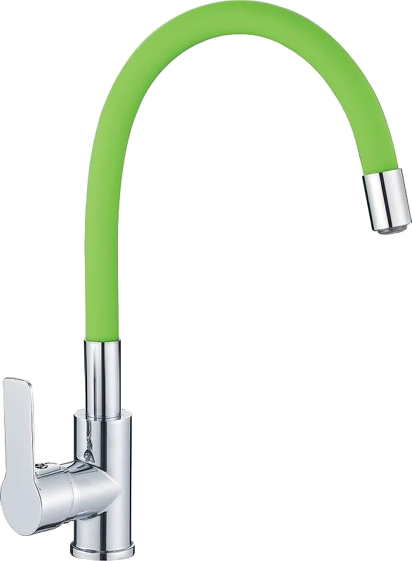

Смеситель для кухонной мойки Haiba HB70112-12 с гибким изливом хром, зеленый