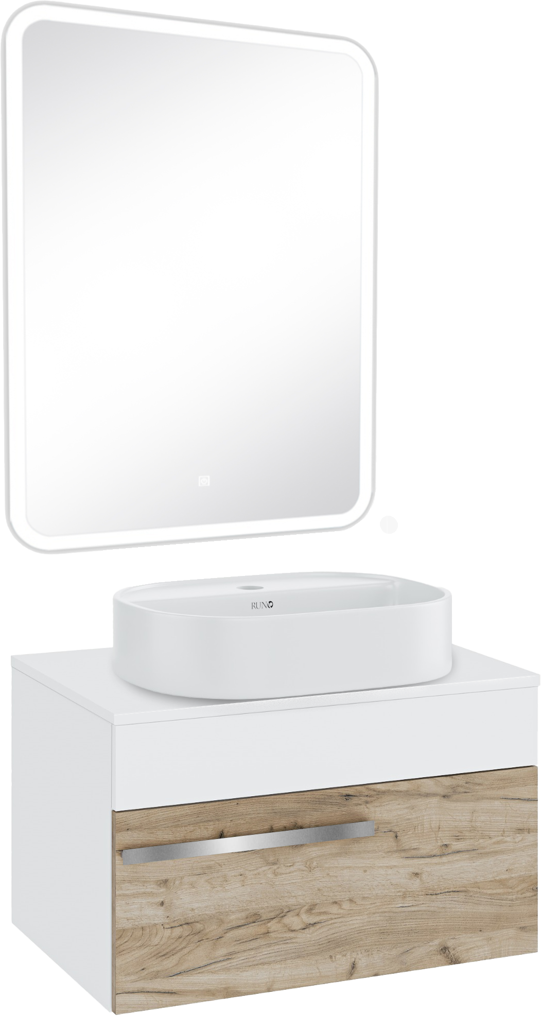 

Мебель для ванной комнаты Runo Вудлайн 65 крафтовый дуб, раковина Nuovo 50