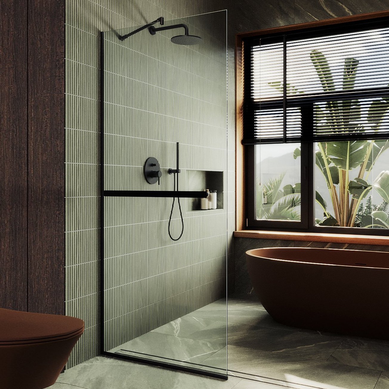 

Душевая перегородка Maybahglass MGD-720-6у 69 см, профиль черный, стекло прозрачное