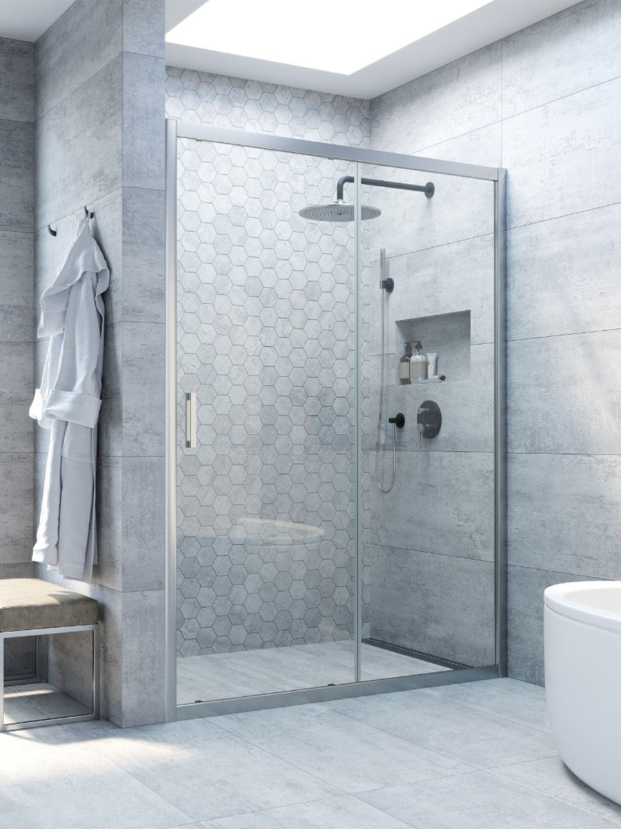 

Душевая дверь в нишу Vegas Glass ZP Novo h2000 140 01 01 140 см, профиль белый, стекло прозрачное