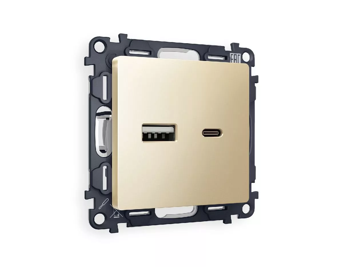 

Комплект механизма розетки 2USB A+C 20W (быстрая зарядка) Ambrella Volt Alfa MA611010