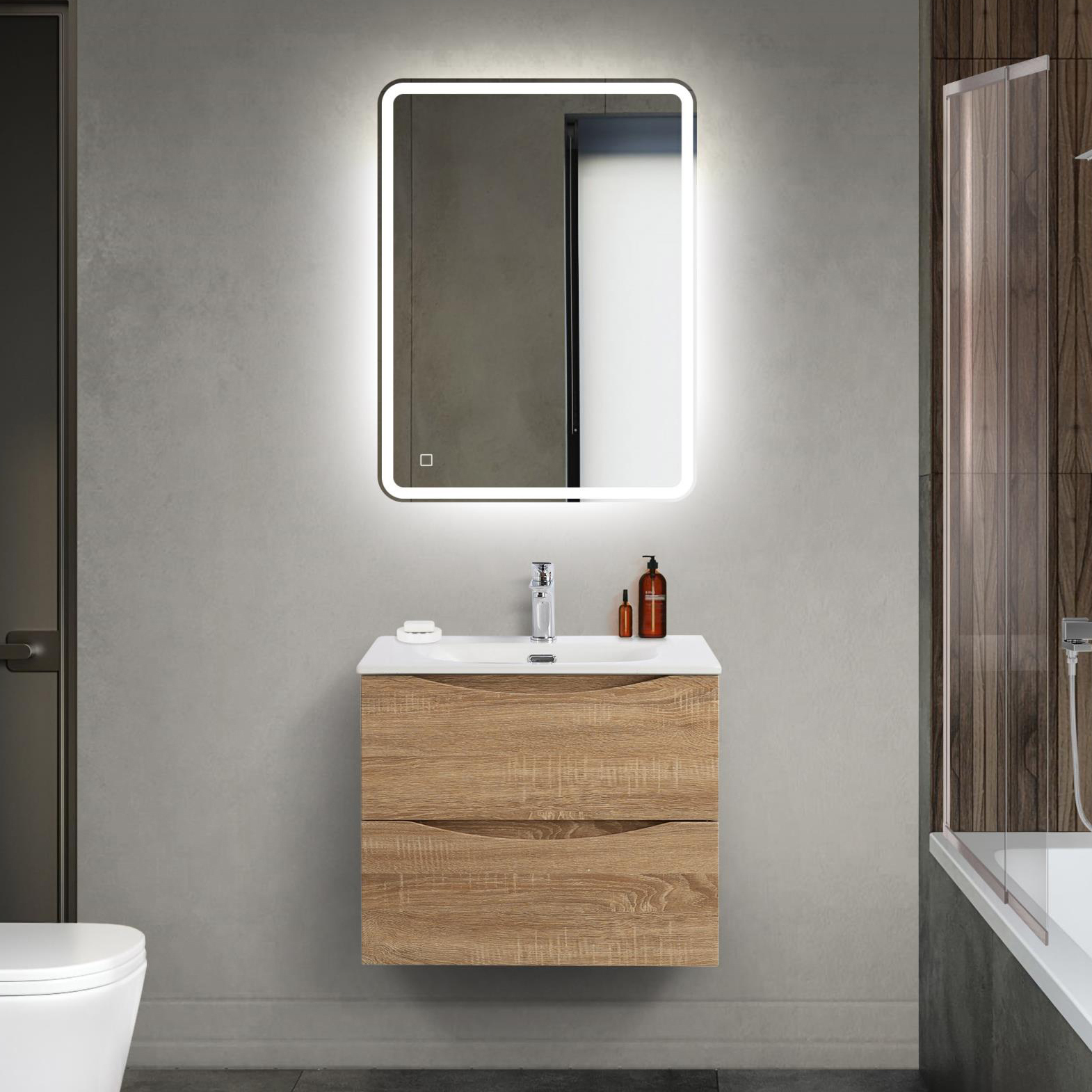 

Мебель для ванной комнаты BelBagno Marino-cer-mini 60 подвесная, rovere bianco