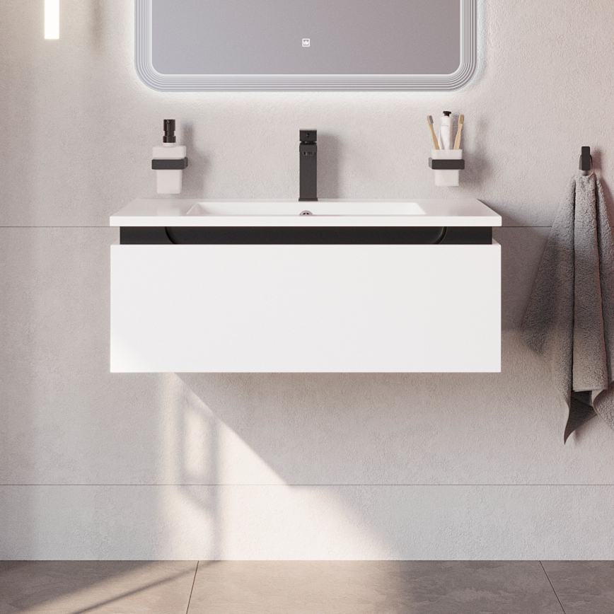 

Тумба под раковину без столешницы Cezares Slider 80 подвесная, 1 ящик, белая