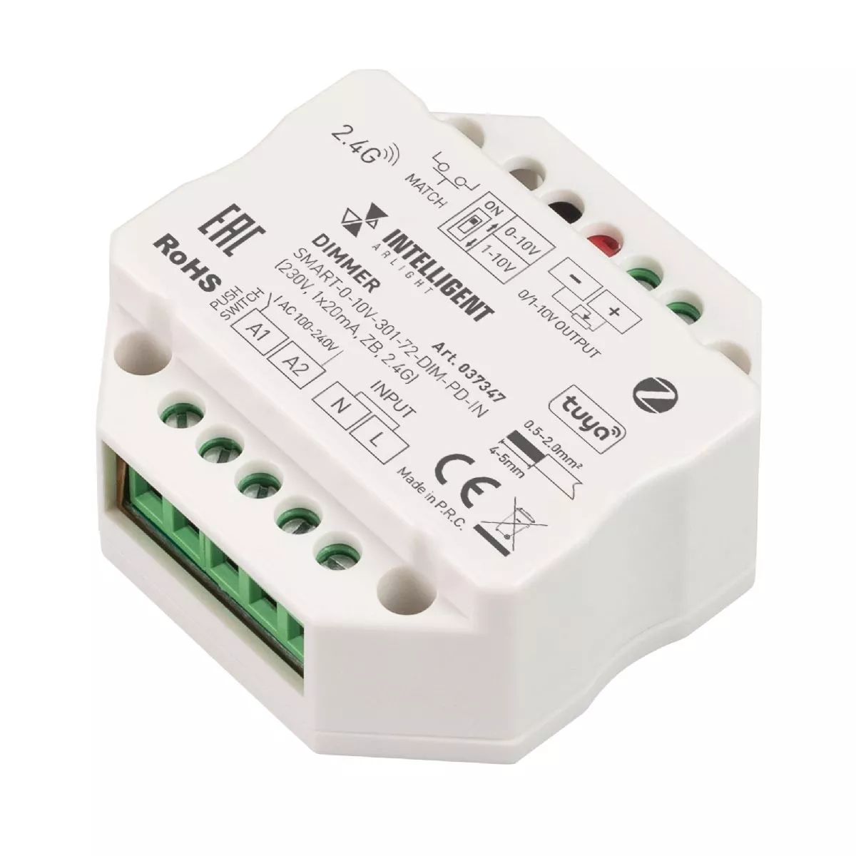 

Диммер Arlight SMART-0-10V-301-72-DIM-PD-IN (230V, 1x20mA, ZB, 2.4G) 037347
