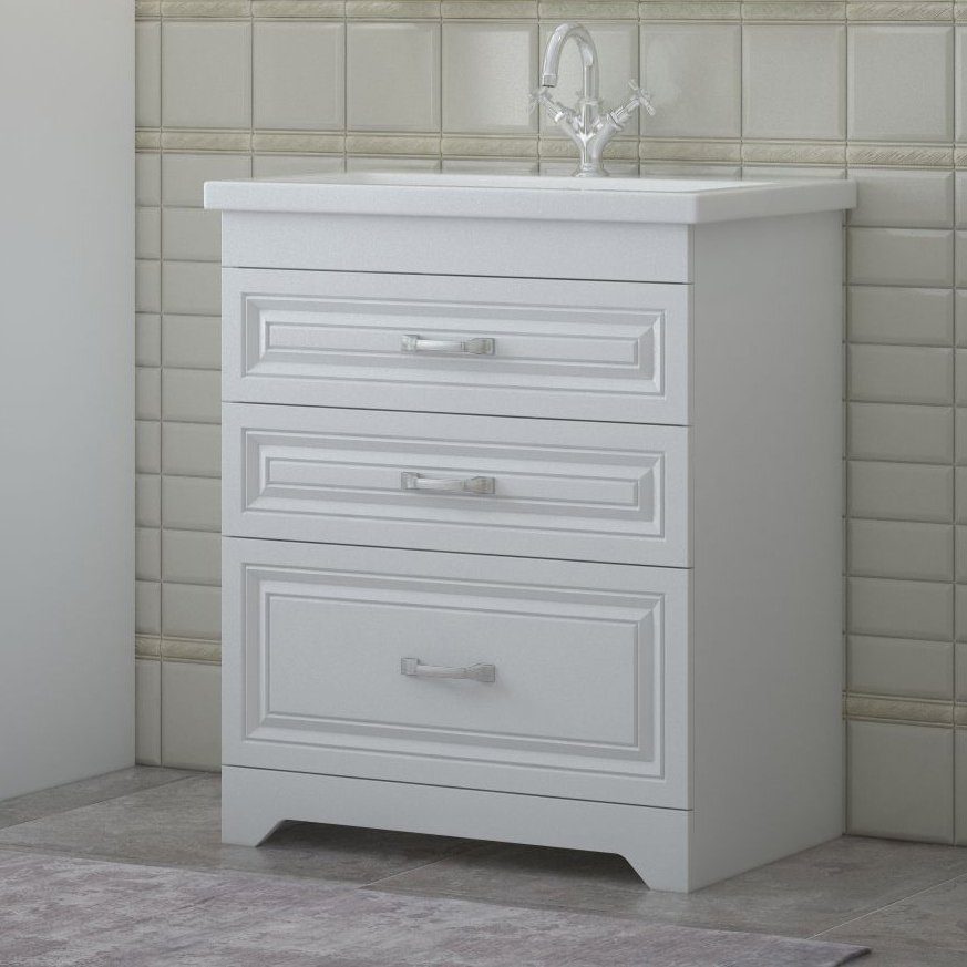 

Тумба под раковину без столешницы Corozo Каролина 70 Z3 напольная, матовая белая