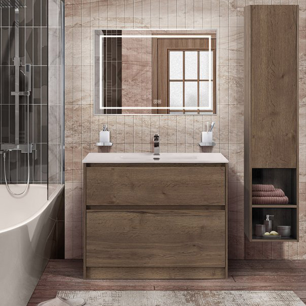 

Мебель для ванной комнаты BelBagno Kraft 100 напольная, rovere tabacco, раковина BB1000ETL