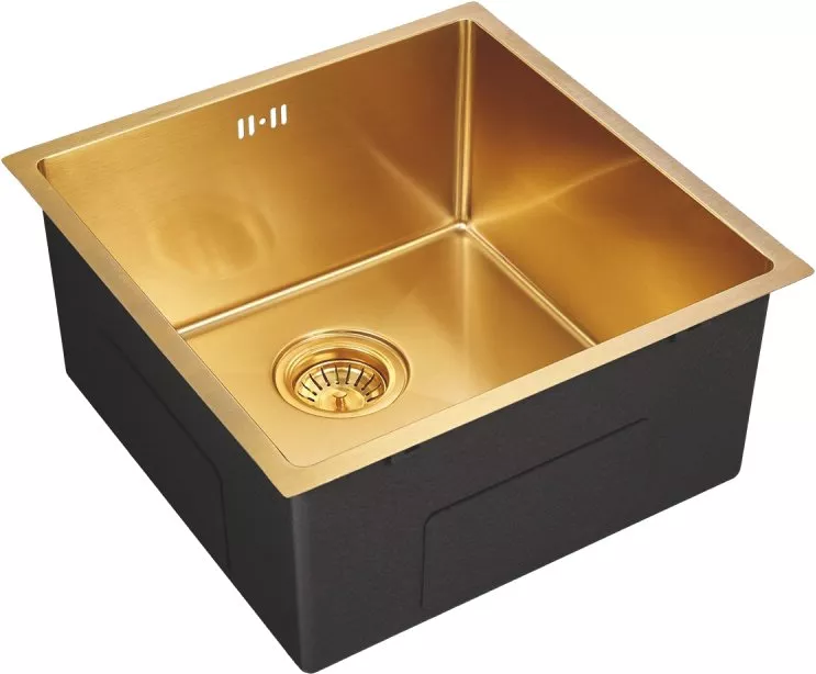 

Мойка кухонная Domaci Равенна PVD EMB-113 золотая, 45х45 см, нержавеющая сталь, квадратная, встраиваемая