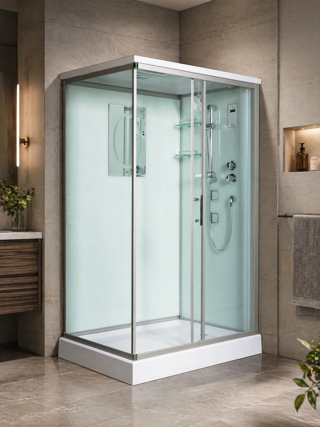 Душевая кабина WeltWasser WW500 Laine 1214 120x90 10000003277 профиль хром, стекло прозрачное