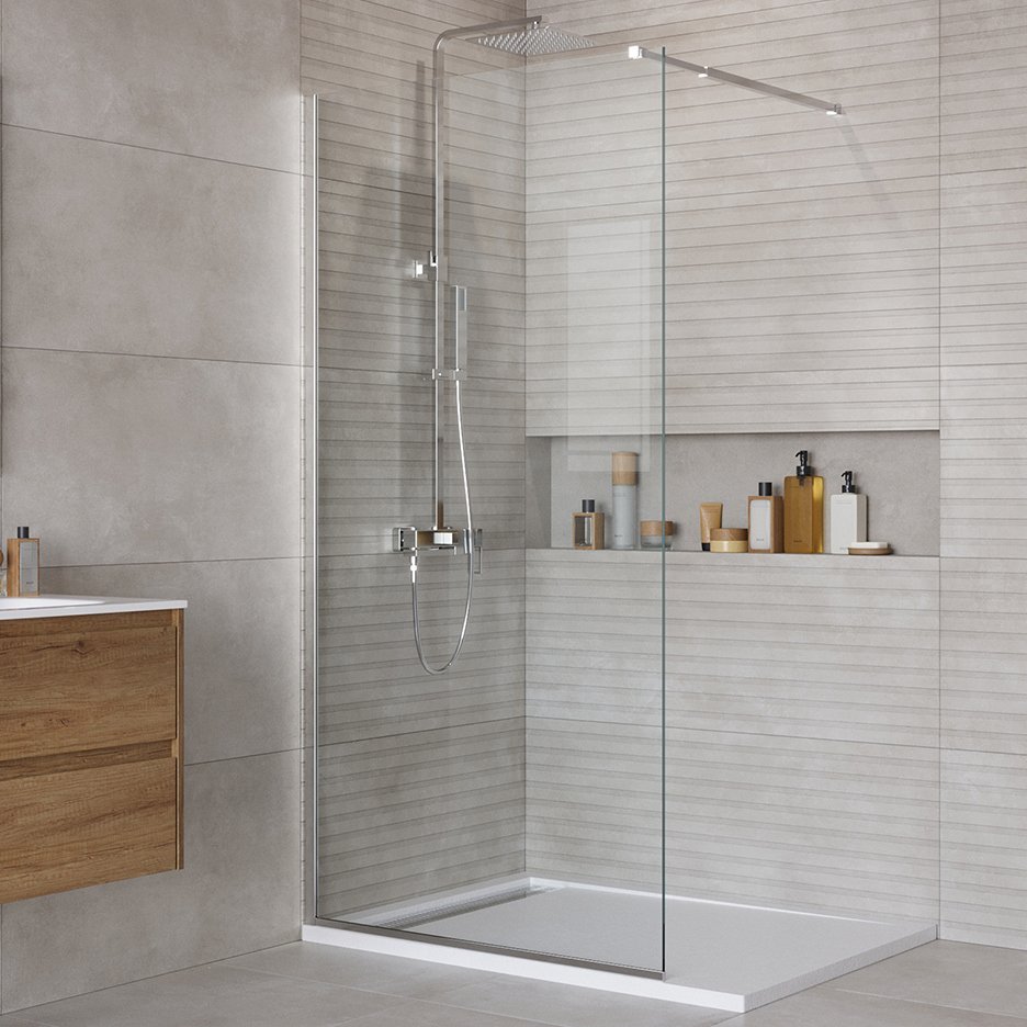 Душевая перегородка BelBagno Kraft 90 см профиль хром стекло прозрачное 12310₽