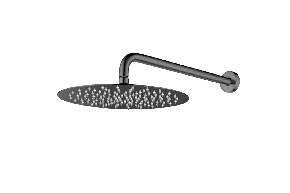 Верхний душ с кронштейном UNO Shine Gun Metal 30cm латунь
