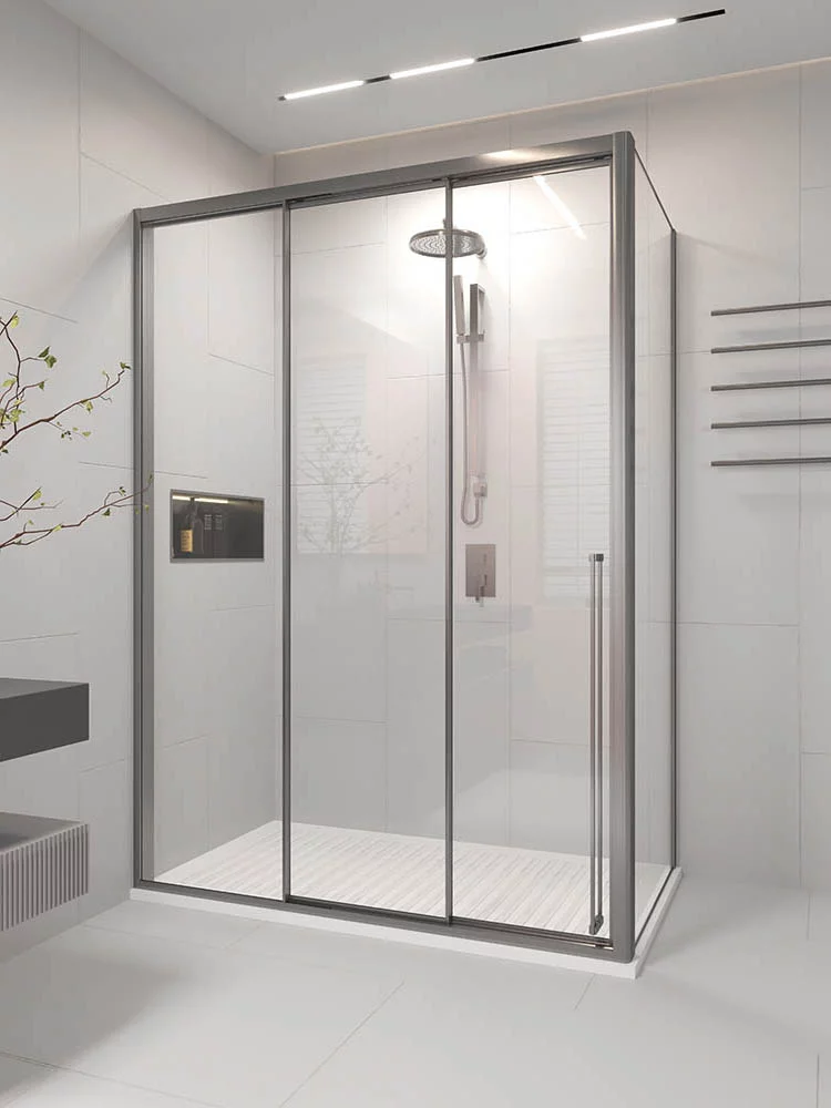 Душевой уголок Veconi Premium Prato 300 SP GR-L 170х100, профиль брашированный графит, стекло прозрачное