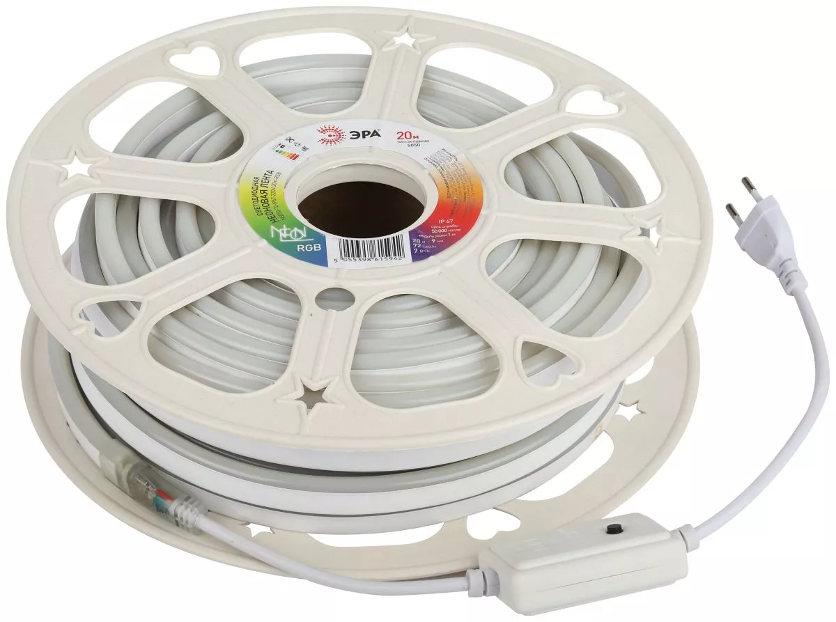 

Светодиодная неоновая лента Эра N5050-72-IP67-220V-20m-RGB Б0053983