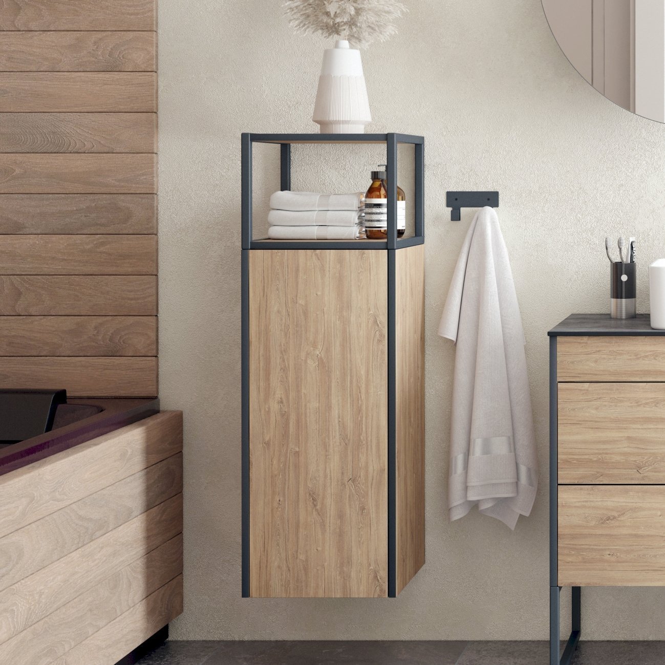 

Шкаф-пенал для ванной Corozo Форест N 35 подвесной, сонома