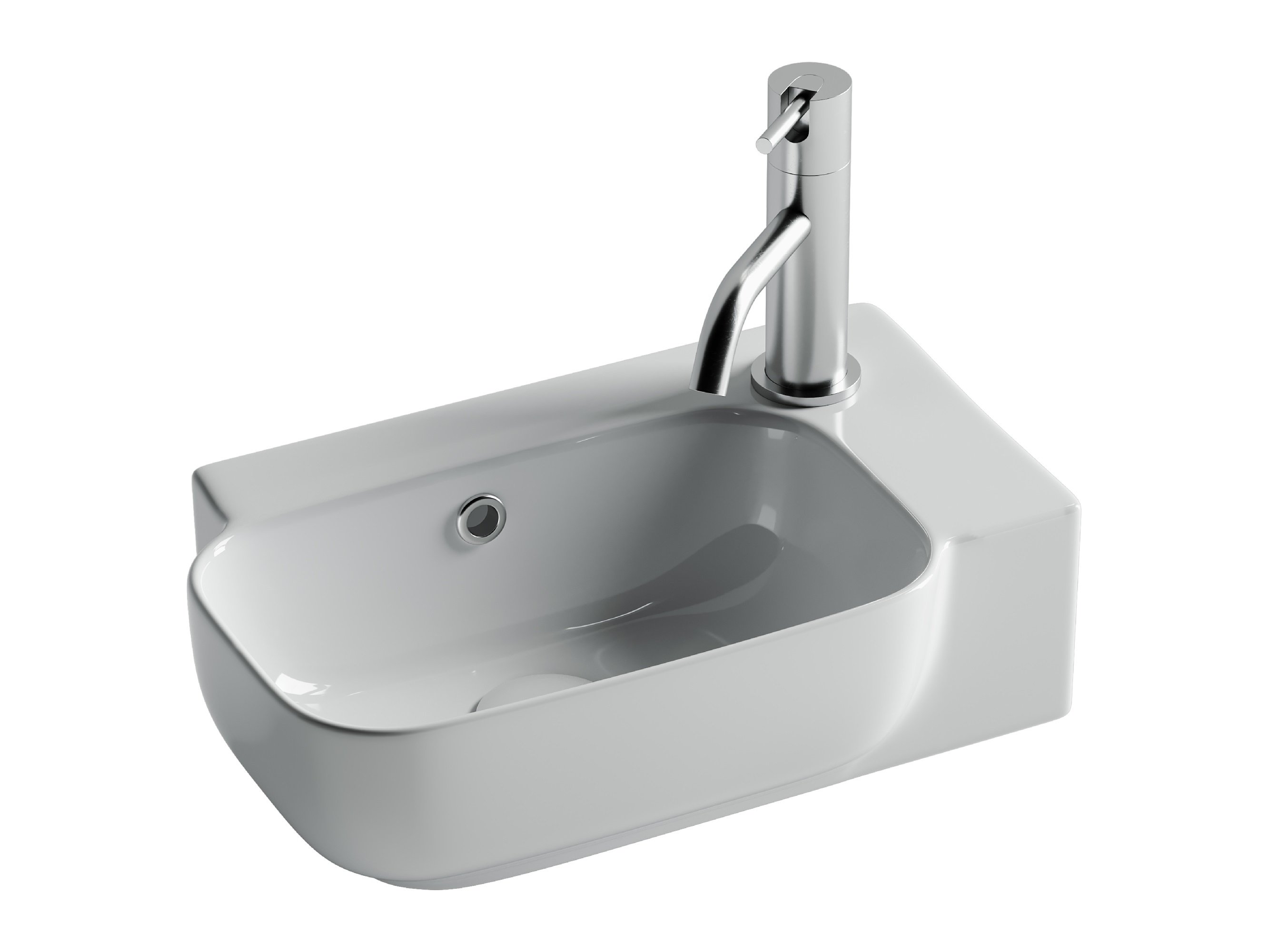 Подвесные раковины Раковина маленькая в туалет Ceramicanova Element CN6074L белый глянцевый